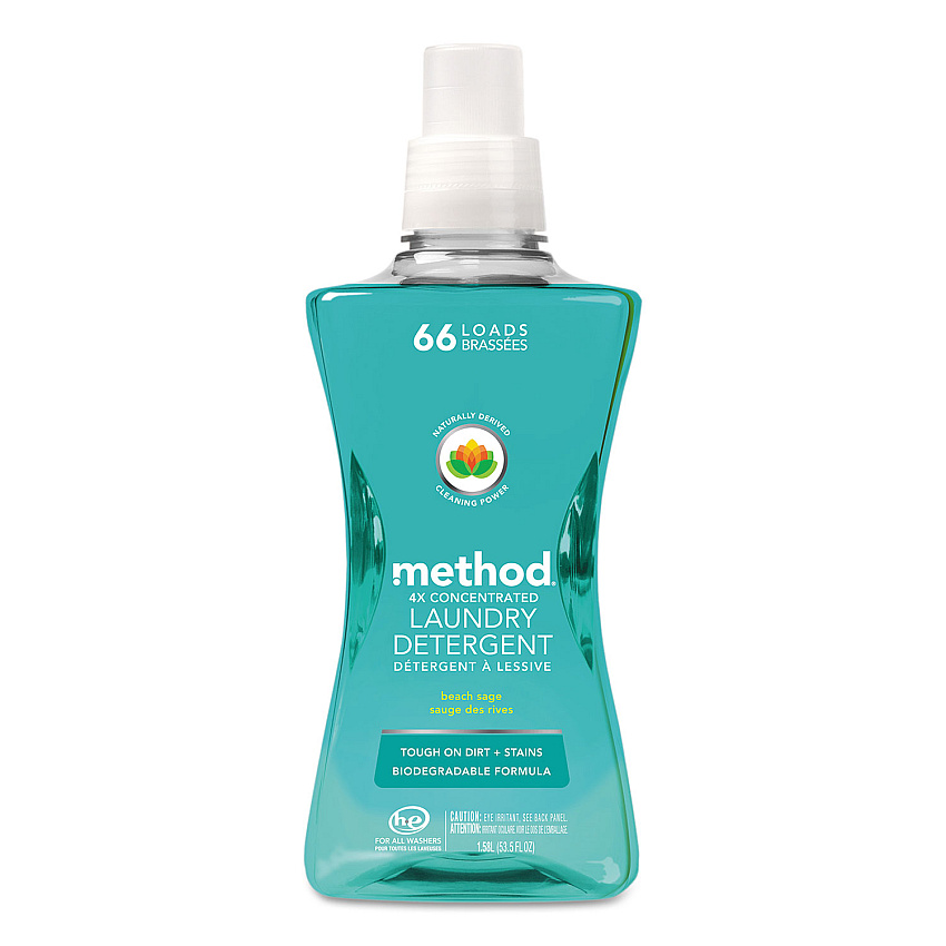 Method 4X Concentrated Laundry Detergent, Beach Sage, 53.5 oz Bottle (01489EA)