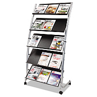 Mobile Literature Display, 32.38w X 20.13d X 65.38h, Silver Gray/black