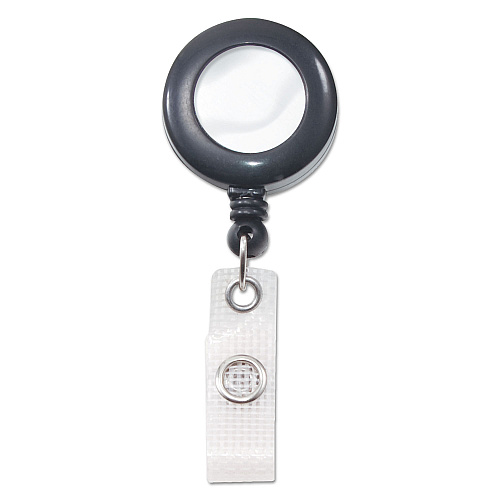 Advantus Deluxe Retractable ID Reel with Badge Holder, 24" Extension, Black, 12/Box (75407)