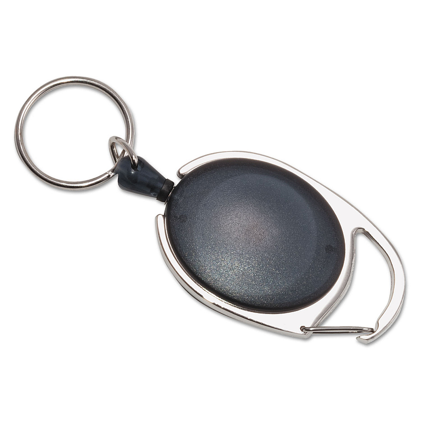 Advantus Carabiner-Style Retractable ID Card Reel, 30" Extension, Smoke, 6/Pack (75553)
