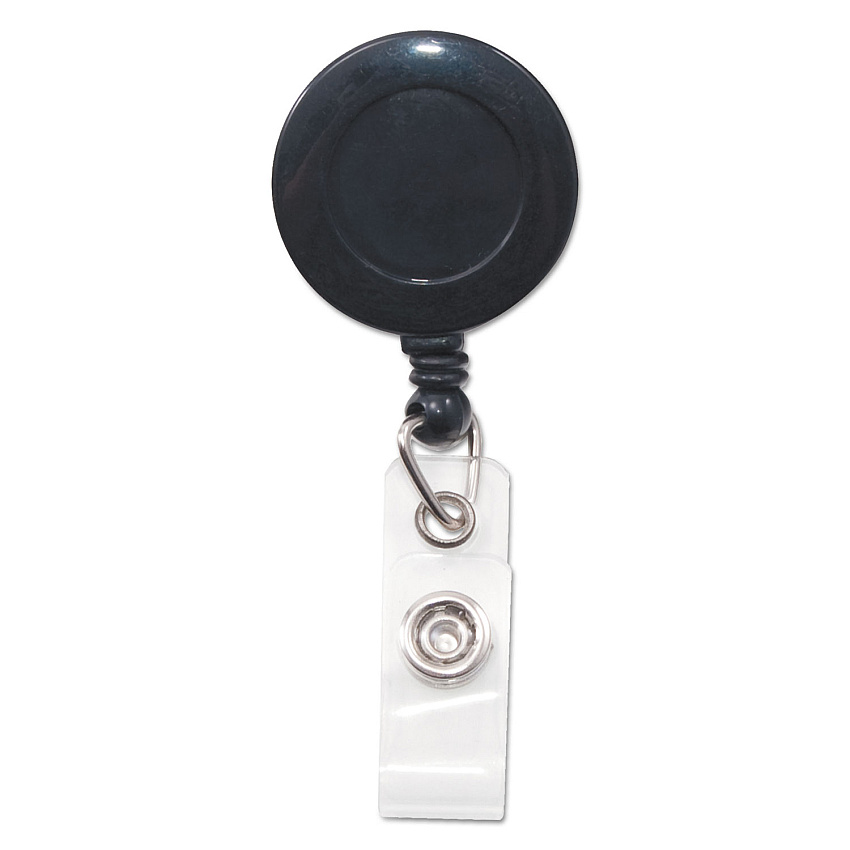 Advantus Swivel-Back Retractable ID Card Reel, 30" Extension, Black, 12/Pack (75548)