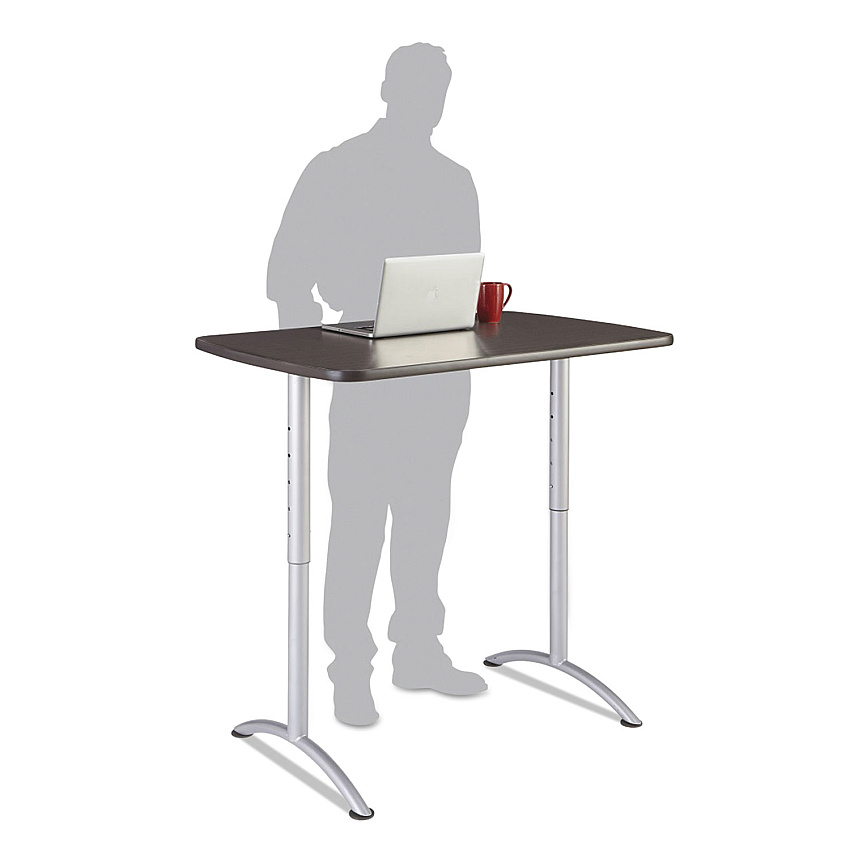 Iceberg ARC Adjustable-Height Table, Rectangular, 30" x 48" x 36" to 48", Gray Walnut/Silver (69305)