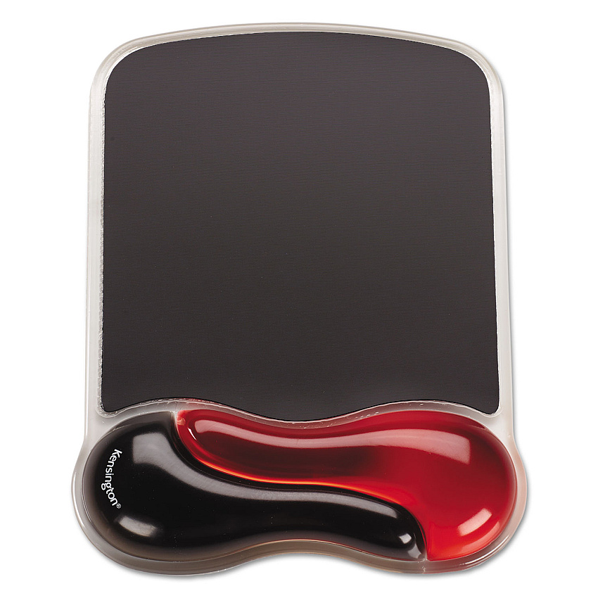 Kensington Duo Gel Wave Mouse Pad with Wrist Rest, 9.37 x 13, Red (62402)