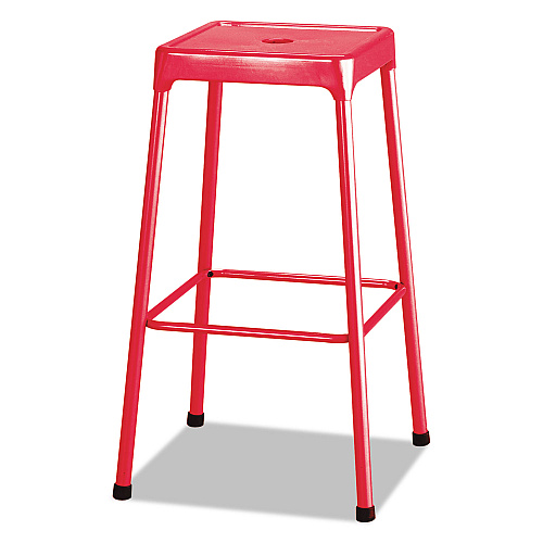 Safco Bar-Height Steel Stool, Backless, Supports Up to 250 lb, 29" Seat Height, Red (6606RD)