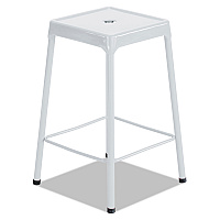 Safco Bar-Height Steel Stool, Backless, Supports Up to 250 lb, 29" Seat Height, White (6606WH)