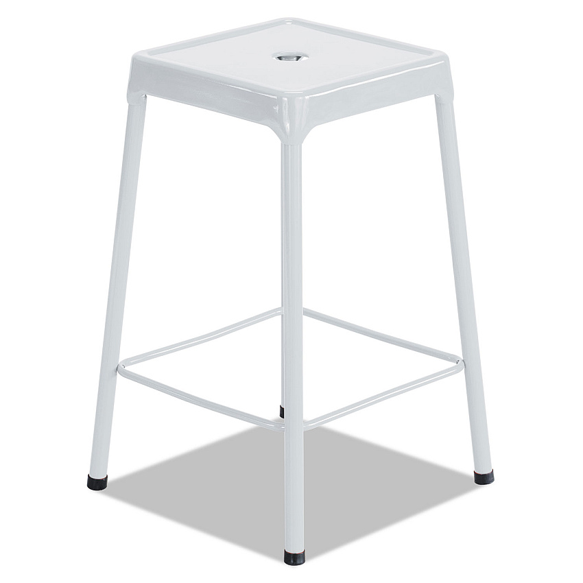 Safco Bar-Height Steel Stool, Backless, Supports Up to 250 lb, 29" Seat Height, White (6606WH)