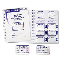 C-Line Time's Up Self-Expiring Visitor Badges with Registry Log, 3 x 2, White, 150 Badges/Box (97009)