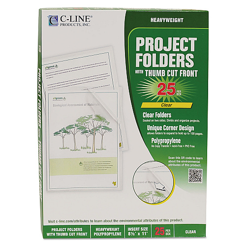 C-Line Specialty Project Folders, Letter Size, Clear, 25/Box (62627)