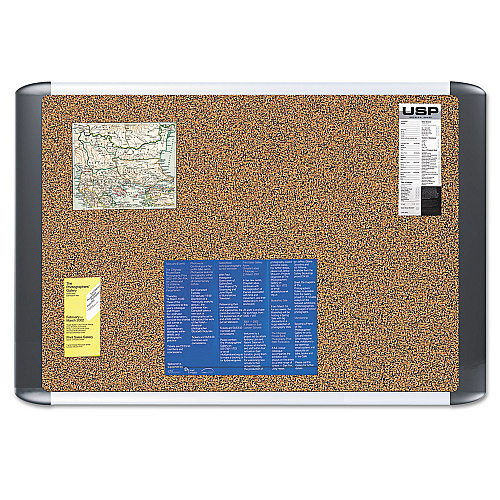 MasterVision Tech Cork Board, 36 x 24, Tan Surface, Silver/Black Aluminum Frame (MVI030501)