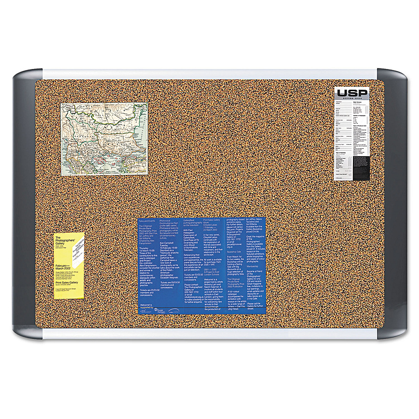 MasterVision Tech Cork Board, 36 x 24, Tan Surface, Silver/Black Aluminum Frame (MVI030501)