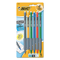 BIC Xtra-Comfort Mechanical Pencil, 0.5 mm, HB (#2), Black Lead, Randomly Assorted Barrel Colors, 6/Pack (MPFGP61)