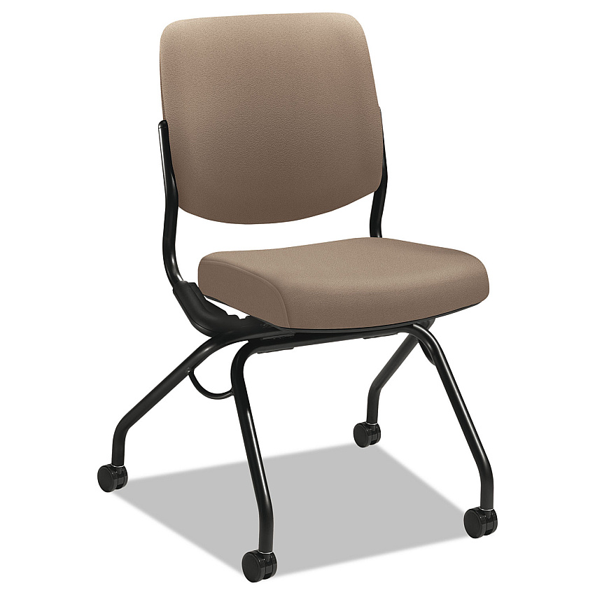 HON Perpetual Series Folding Nesting Chair, Supports Up to 300 lb, 19.13" Seat Height, Morel Seat, Morel Back, Black Base (PN1AUUCU24T)