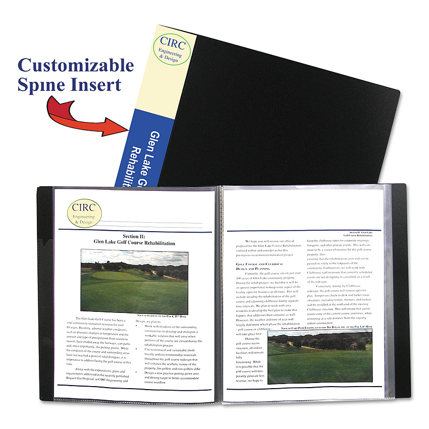 C-Line Bound Sheet Protector Presentation Book, 24 Letter-Size Sleeves, Black (33240)
