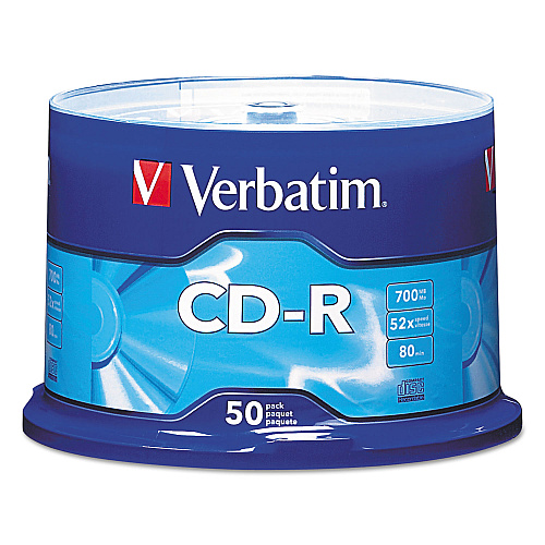 Verbatim CD-R Recordable Disc, 700 MB/80min, 52x, Spindle, Silver, 50/Pack (94691)