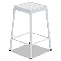 Safco Counter-Height Steel Stool, Backless, Supports Up to 250 lb, 25" Seat Height, White (6605WH)