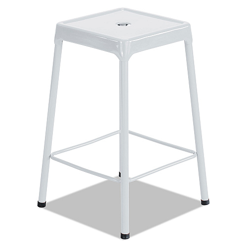 Safco Counter-Height Steel Stool, Backless, Supports Up to 250 lb, 25" Seat Height, White (6605WH)