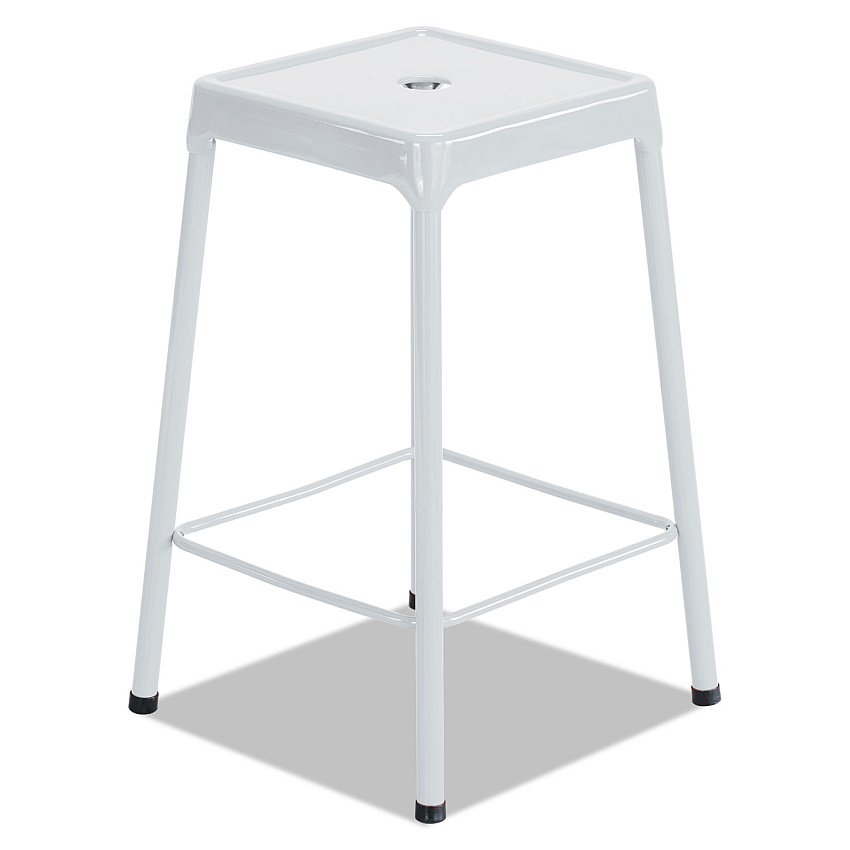 Safco Counter-Height Steel Stool, Backless, Supports Up to 250 lb, 25" Seat Height, White (6605WH)