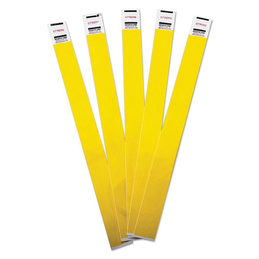 Advantus Crowd Management Wristbands, Sequentially Numbered, 9.75" x 0.75", Yellow, 500/Pack (75512)