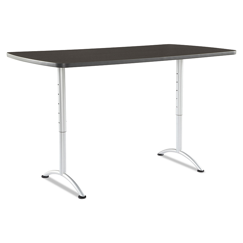 Iceberg ARC Adjustable-Height Table, Rectangular, 36" x 72" x 30 to 42", Gray Walnut Top, Silver Base (69325)