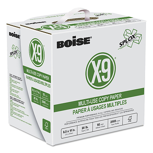 Boise X-9 SPLOX Multi-Use Paper , 92 Bright, 20 lb, 8.5 x 11, White, 2500 Sheets/Carton (SP8420)