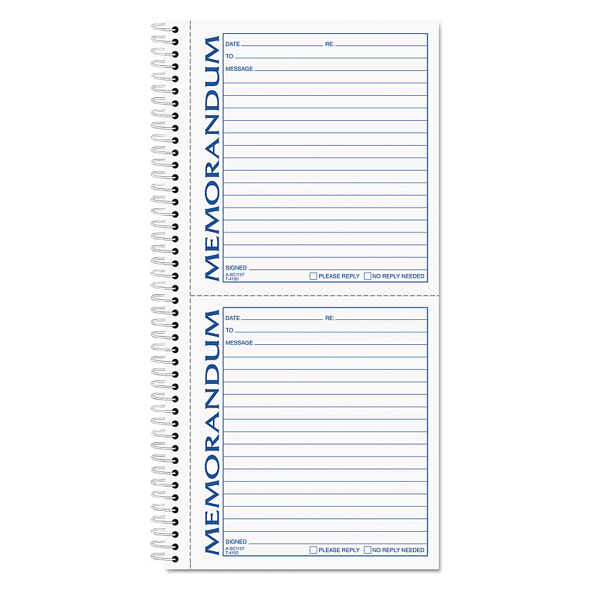 TOPS Memorandum Book, Two-Part Carbonless, 5.5 x 5, 2 Forms/Sheet, 100 Forms Total (4150)