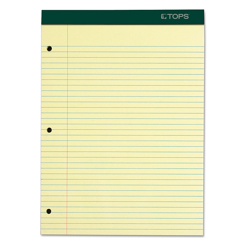 TOPS Double Docket Ruled Pads with Extra Sturdy Back, Medium/College Rule, 100 Canary-Yellow 8.5 x 11.75 Sheets (63383)
