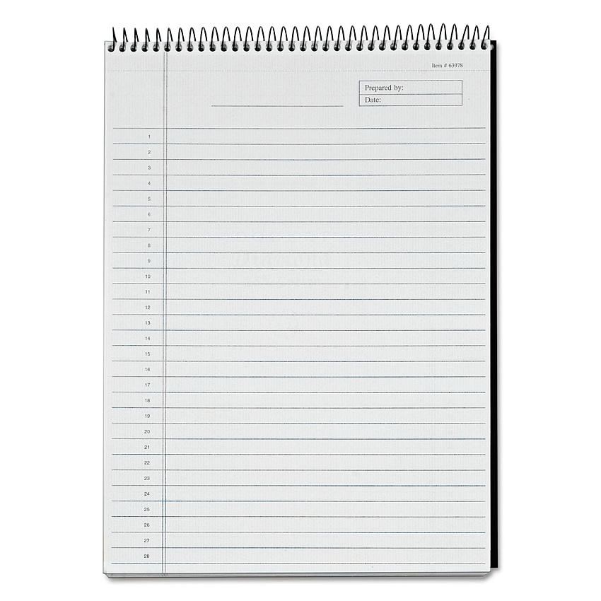 TOPS Docket Diamond Top-Wire Ruled Planning Pad, Wide/Legal Rule, Black Cover, 60 White 8.5 x 11.75 Sheets (63978)