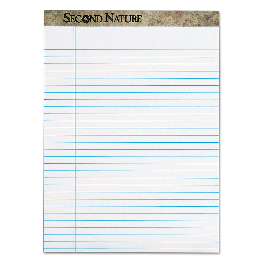 TOPS Second Nature Recycled Ruled Pads, Wide/Legal Rule, 50 White 8.5 x 11.75 Sheets, Dozen (74880)