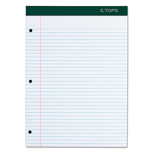 TOPS Double Docket Ruled Pads with Extra Sturdy Back, Medium/College Rule, 100 White 8.5 x 11.75 Sheets (63384)