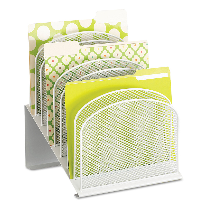 Safco Onyx Mesh Desk Organizer with Tiered Sections, 8 Sections, Letter to Legal Size Files, 11.75" x 10.75" x 14", White (3258WH)