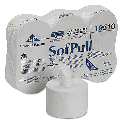 SofPull&reg; Professional High Capacity Center Pull Toilet Paper, 2-Ply, 1000 Sheet Rolls, 6 Rolls (19510)