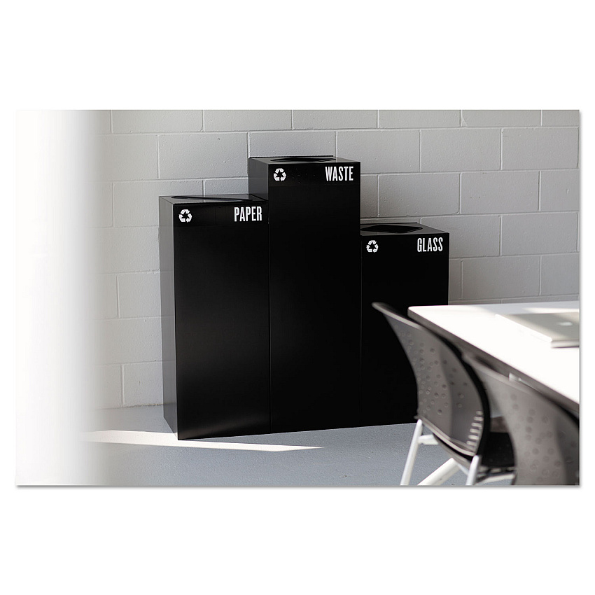 Safco Public Square Recycling Receptacles, Paper Recycling, 42 gal, Steel, Black (2984BL)