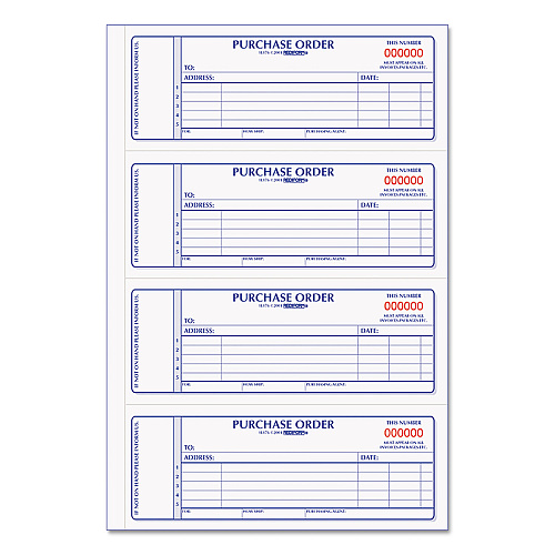 Rediform Purchase Order Book, 5 Lines, Two-Part Carbonless, 7 x 2.75, 4 Forms/Sheet, 400 Forms Total (1L176)