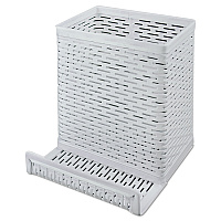 Artistic Urban Collection Punched Metal Pencil Cup/Cell Phone Stand, Perforated Steel, 3.5 x 3.5, White (ART20014WH)