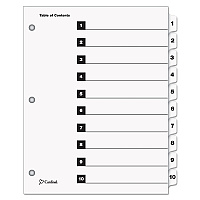 Cardinal OneStep Printable Table of Contents and Dividers, 10-Tab, 1 to 10, 11 x 8.5, White, White Tabs, 1 Set (61013)