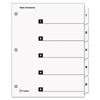 Cardinal OneStep Printable Table of Contents and Dividers, 5-Tab, 1 to 5, 11 x 8.5, White, White Tabs, 1 Set (60513)