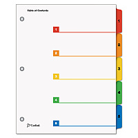 Cardinal OneStep Printable Table of Contents and Dividers, 5-Tab, 1 to 5, 11 x 8.5, White, Assorted Tabs, 1 Set (60518)