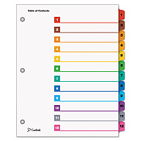 Cardinal OneStep Printable Table of Contents and Dividers, 12-Tab, 1 to 12, 11 x 8.5, White, Assorted Tabs, 1 Set (61218)