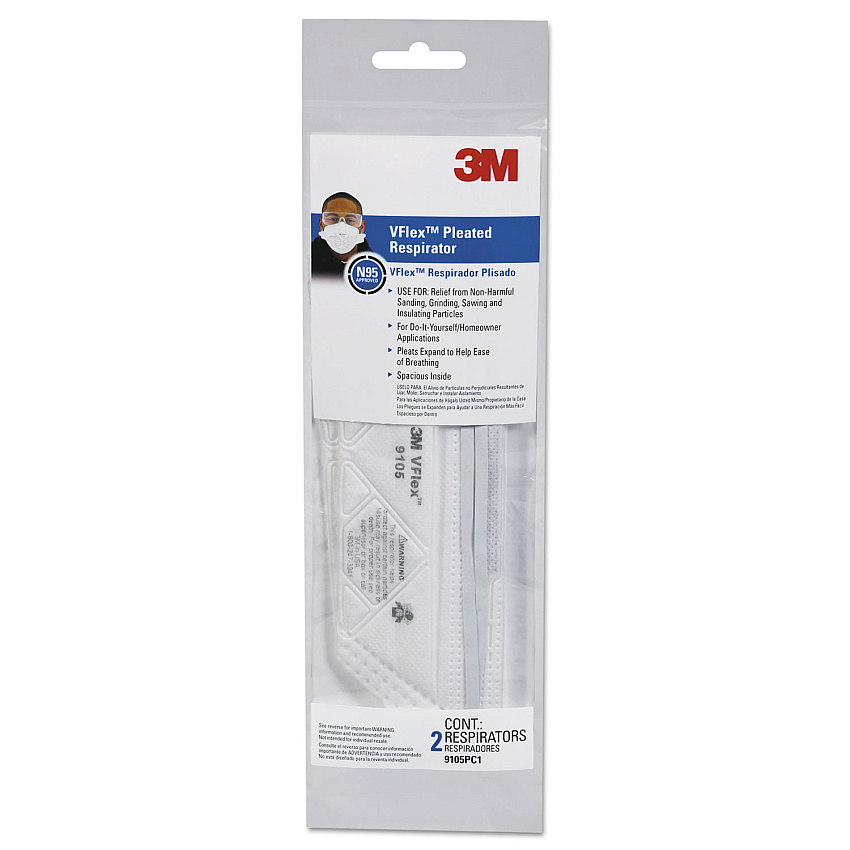 3M VFlex Particulate Respirator N95, Standard Size, 50/Box (9105)