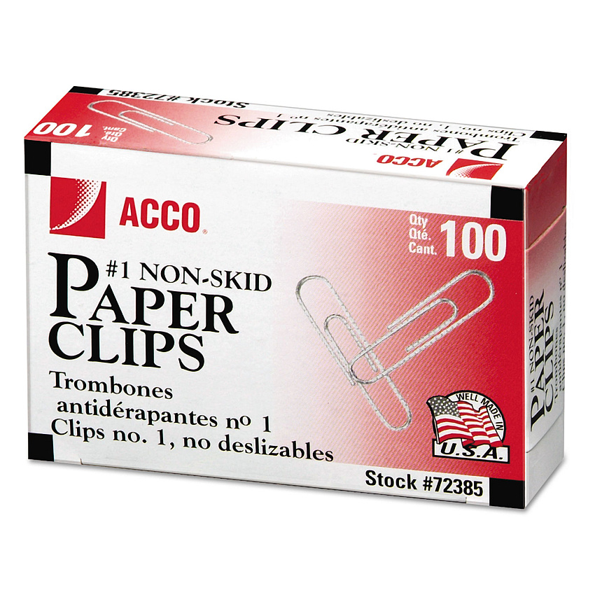 Acco&reg; Economy Paper Clips, Steel Wire, No. 1, 1,000 Paper Clips (72385)