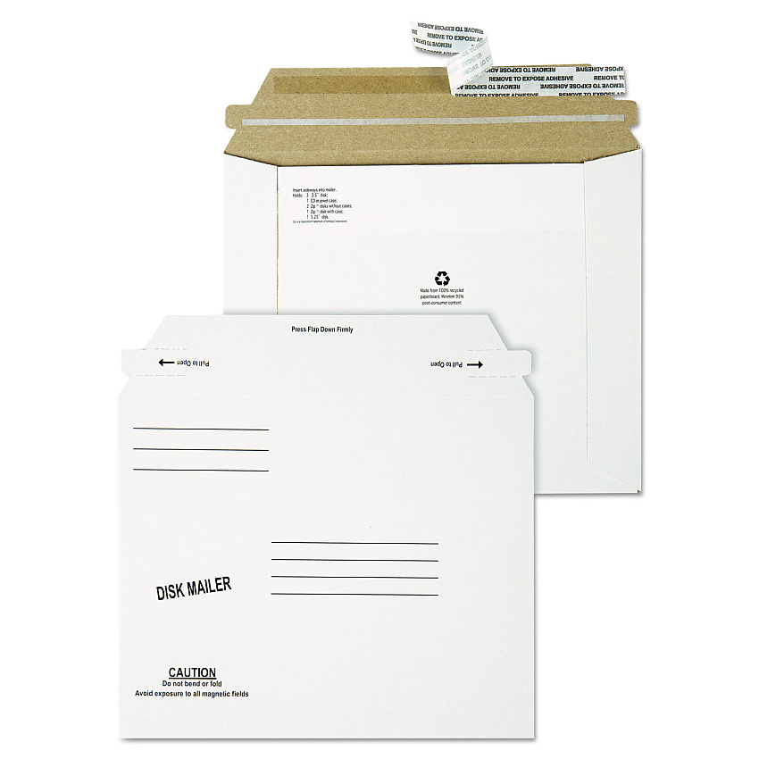 Quality Park Economy Disk/CD Mailer for CDs/DVDs, Square Flap, Redi-Strip Adhesive Closure, 7.5 x 6.06, White, 100/Carton (64117)
