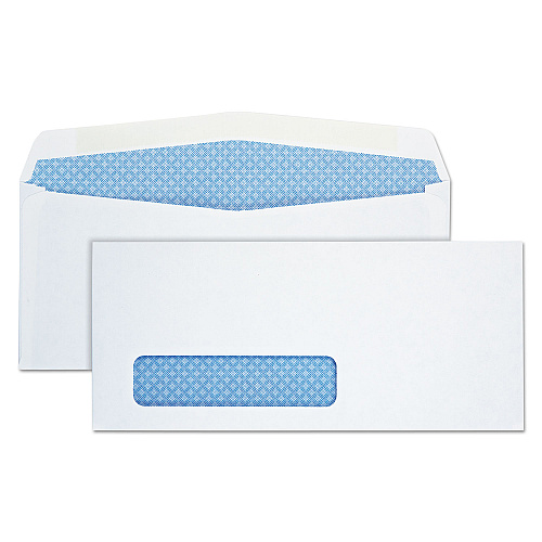 Quality Park Security Tint Window Envelope, #10, Commercial Flap, Gummed Closure, 4.13 x 9.5, White, 500/Box (90130)