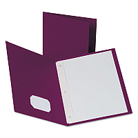 Oxford Twin-Pocket Folders with 3 Fasteners, 0.5" Capacity, 11 x 8.5, Burgundy, 25/Box (57757)
