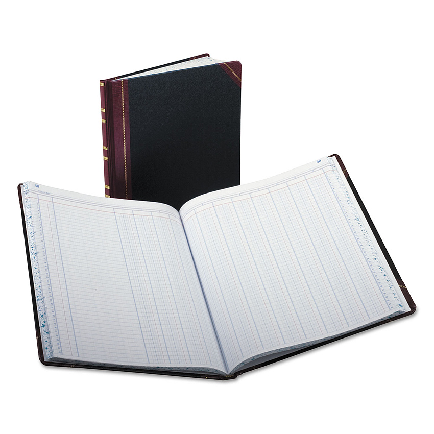 Boorum & Pease Extra-Durable Bound Book, Double-Page 12-Column Accounting, Black/Maroon/Gold Cover, 11.94 x 9.78 Sheets, 150 Sheets/Book (1602121512)