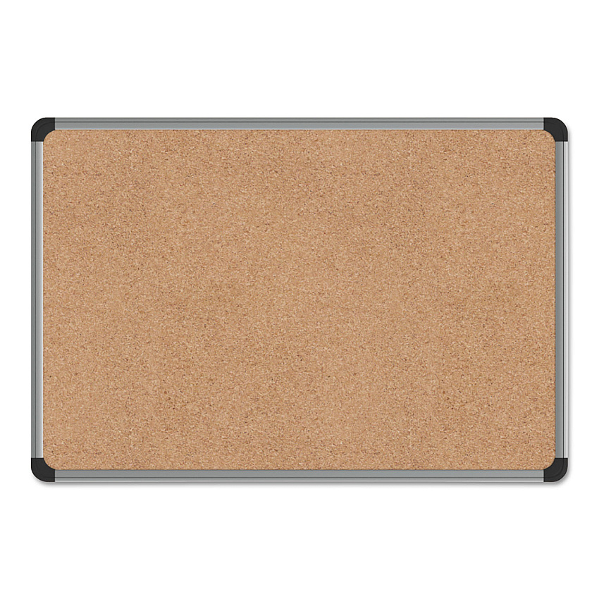 Universal Cork Board with Aluminum Frame, 24 x 18, Tan Surface (UNV43712)