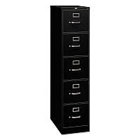 HON 310 Series Vertical File, 5 Letter-Size File Drawers, Black, 15" x 26.5" x 60" (315PP)