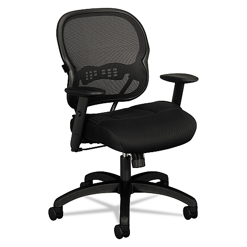 HON Wave Mesh Mid-Back Task Chair, Supports Up to 250 lb, 18" to 22.25" Seat Height, Black (VL712MM10)