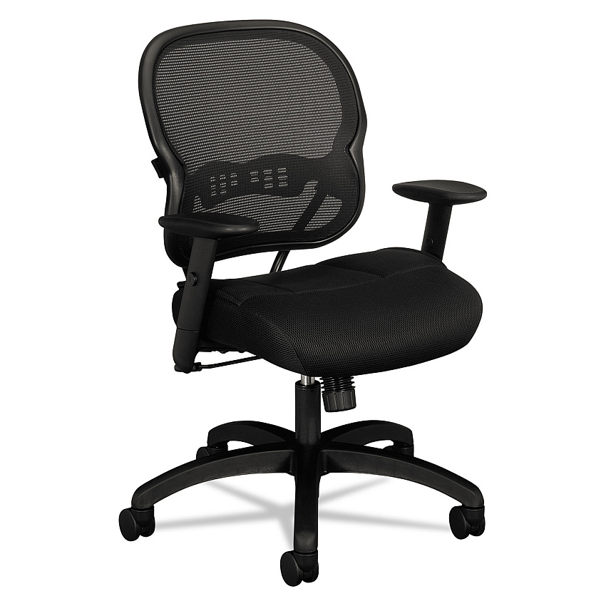 HON Wave Mesh Mid-Back Task Chair, Supports Up to 250 lb, 18" to 22.25" Seat Height, Black (VL712MM10)