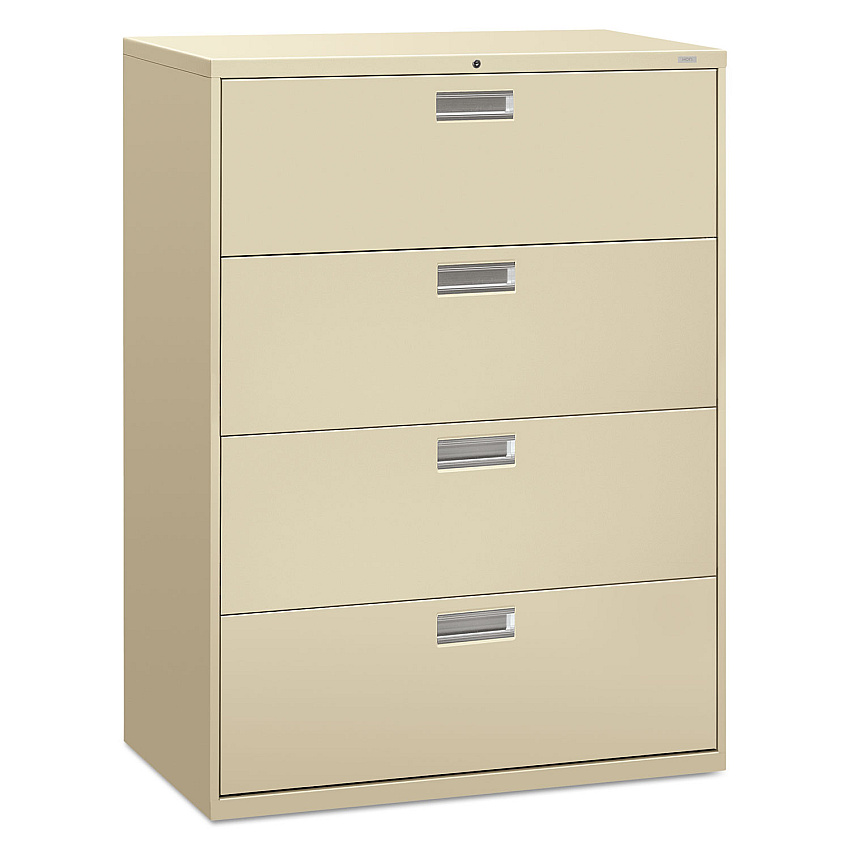 HON Brigade 600 Series Lateral File, 4 Legal/Letter-Size File Drawers, Putty, 42" x 18" x 52.5" (694LL)