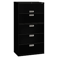 HON Brigade 600 Series Lateral File, 4 Legal/Letter-Size File Drawers, 1 Roll-Out File Shelf, Black, 36